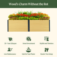 26in Tall Woodgrain 2ft x 8ft Raised Garden Bed – view 3
