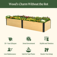 16in Tall Woodgrain 2ft x 8ft Raised Garden Bed – view 3