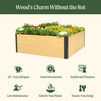 16in Tall Woodgrain 4ft x 4ft Raised Garden Bed – view 3
